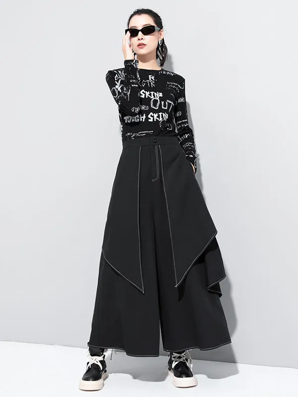 xakxx Loose False-Two Split-Joint Wide-Leg Pants