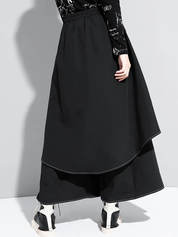 xakxx Loose False-Two Split-Joint Wide-Leg Pants