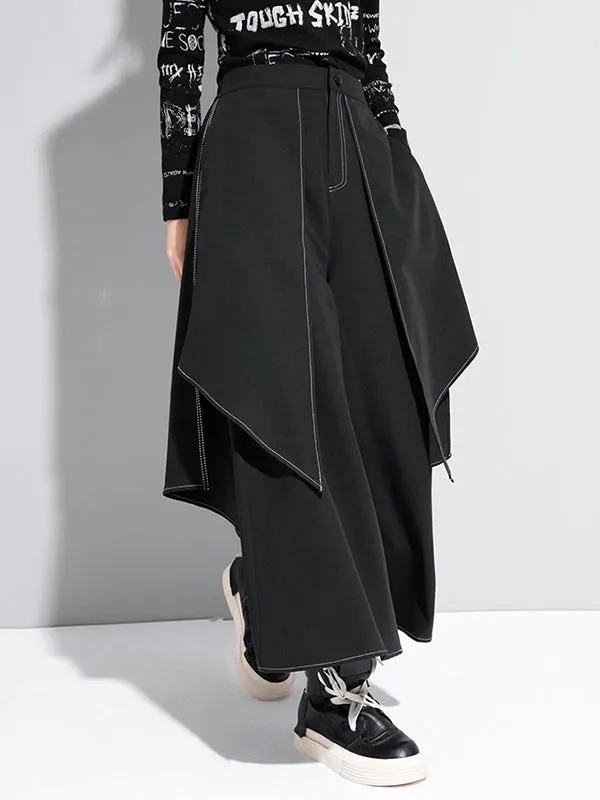 xakxx Loose False-Two Split-Joint Wide-Leg Pants