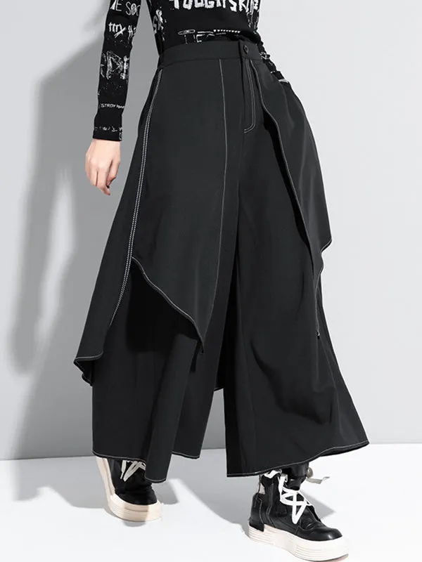 xakxx Loose False-Two Split-Joint Wide-Leg Pants