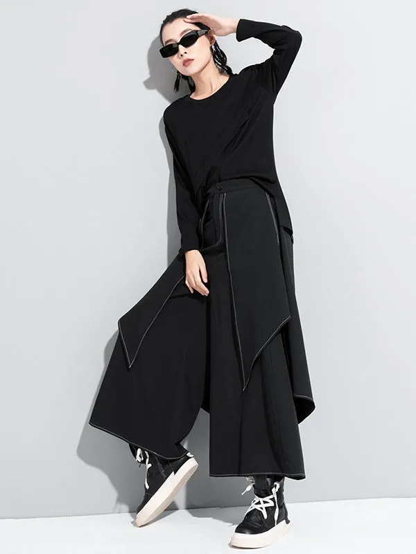 xakxx Loose False-Two Split-Joint Wide-Leg Pants