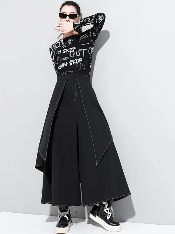xakxx Loose False-Two Split-Joint Wide-Leg Pants