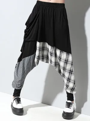 xakxx Loose Plaid Split-joint Harem Pants