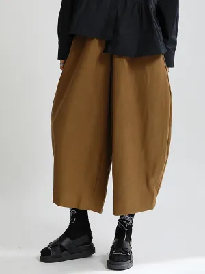 xakxx Vintage Casual Solid Color High-Waisted Ninth Pants