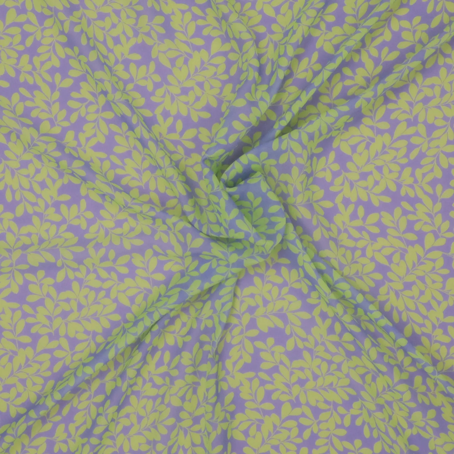 Yellow Florals on Lavender Background Printed Silk Chiffon Fabric