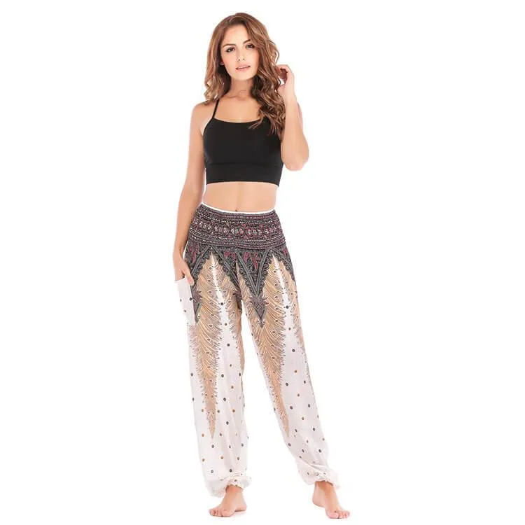 Yoga Loose Elastic Waist Pocket Pants